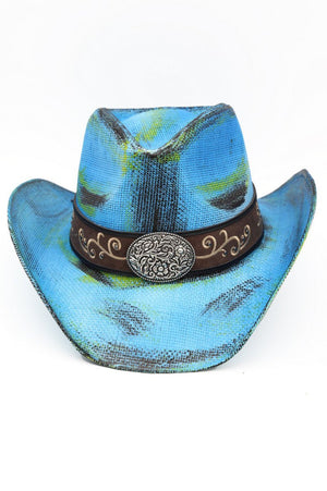 Bonfire Ridge Dusty Blue Antique Wash Straw Cowgirl Hat - Wholesale Accessory Market