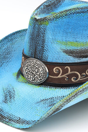 Bonfire Ridge Dusty Blue Antique Wash Straw Cowgirl Hat - Wholesale Accessory Market