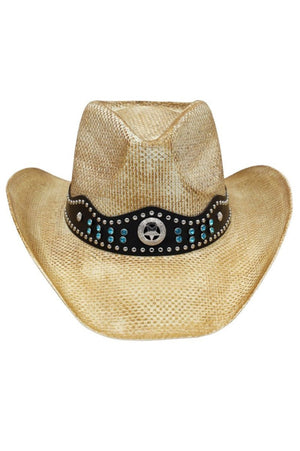 Desert Authority Beige Rustic Straw Cowgirl Hat - Wholesale Accessory Market