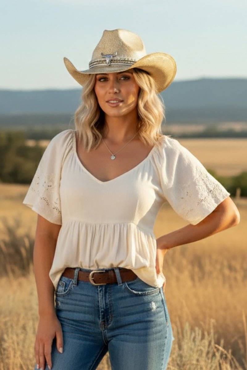 Dust & Grit Beige Vintage Cowgirl Hat - Wholesale Accessory Market