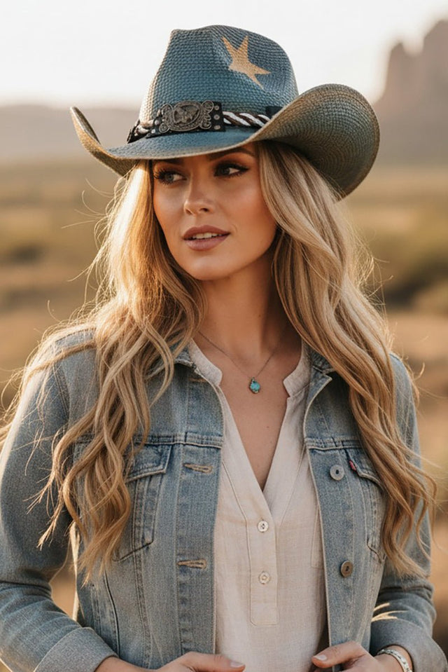 Frontier Freedom Navy Distressed Cowgirl Hat - Wholesale Accessory Market