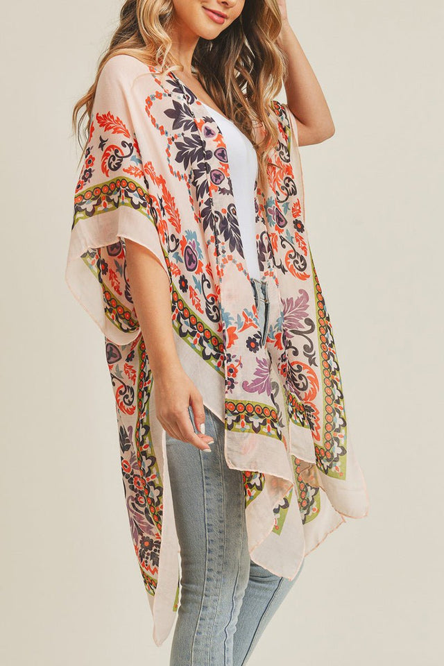 Bali Retreat Coral and Black Kimono - Wholesale Accessory Market