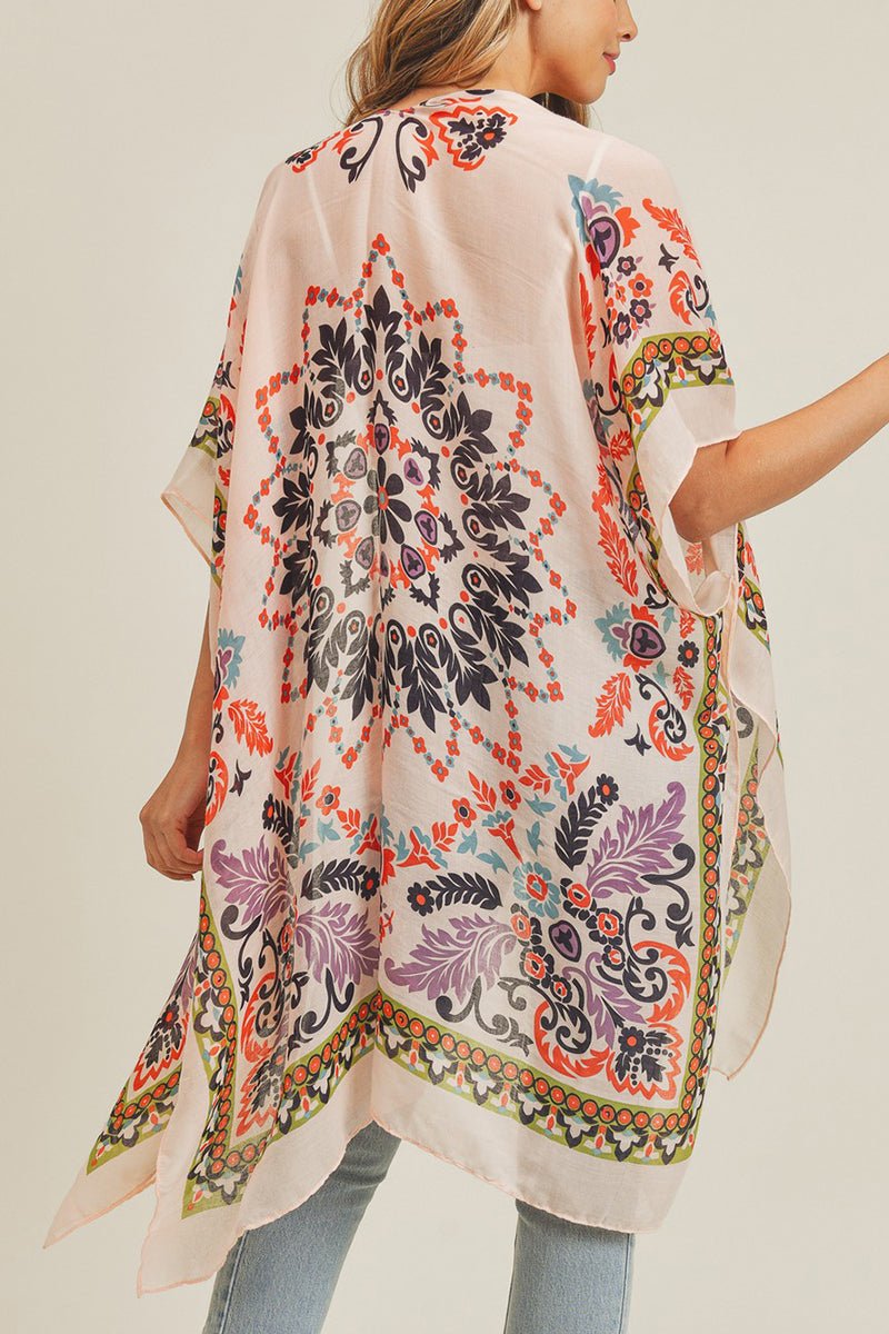 Bali Retreat Coral and Black Kimono - Wholesale Accessory Market