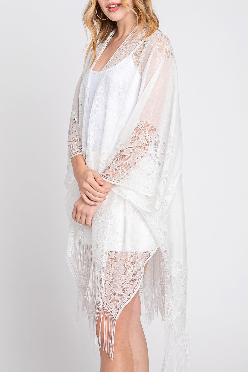 Bay Breeze White Lace Kimono - Wholesale Accessory Market