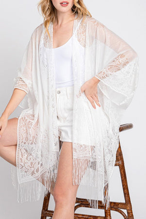 Bay Breeze White Lace Kimono - Wholesale Accessory Market