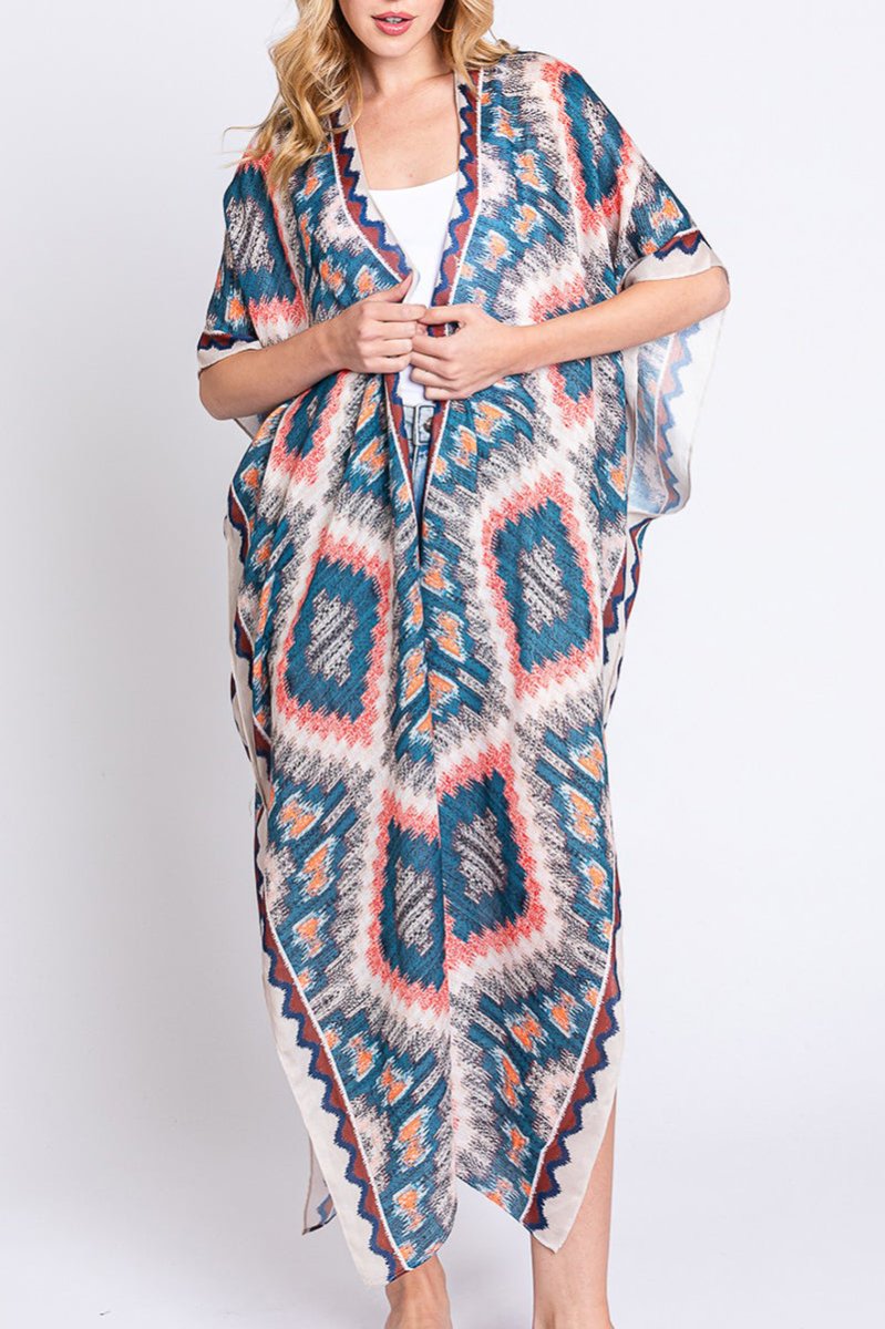 Galveston Getaway Beige Long Kimono - Wholesale Accessory Market