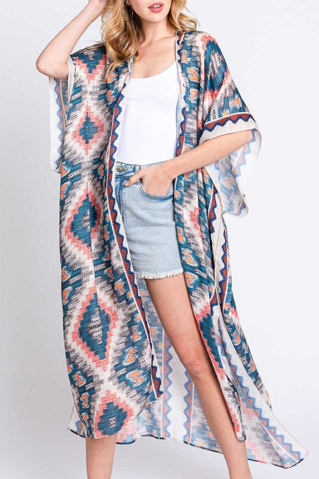 Galveston Getaway Beige Long Kimono - Wholesale Accessory Market