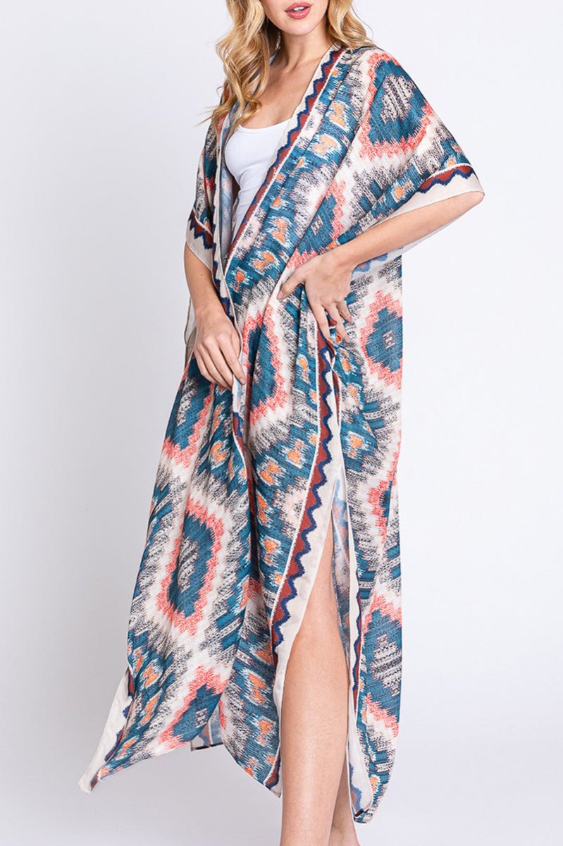 Galveston Getaway Beige Long Kimono - Wholesale Accessory Market