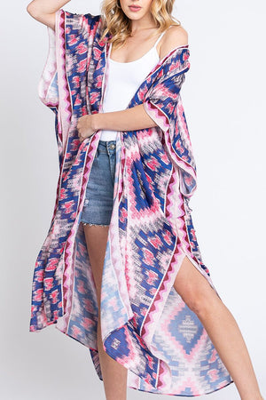 Galveston Getaway Pink Long Kimono - Wholesale Accessory Market