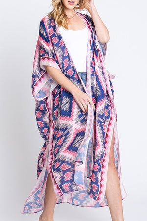 Galveston Getaway Pink Long Kimono - Wholesale Accessory Market
