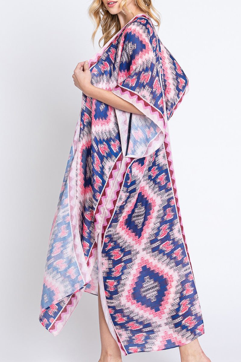 Galveston Getaway Pink Long Kimono - Wholesale Accessory Market
