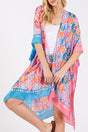 Spring Into Motion Blue and Pink Silky Kimono - Wholesale Accessory Market