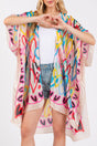 Colorful All Heart Silky Beige Kimono - Wholesale Accessory Market