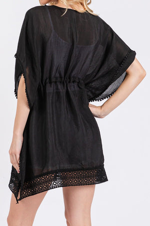 Summer State Black Crochet Trim Cover Up - Wholesale Accessory Market