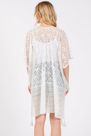 Sundaze White Crochet & Tassel Kimono - Wholesale Accessory Market