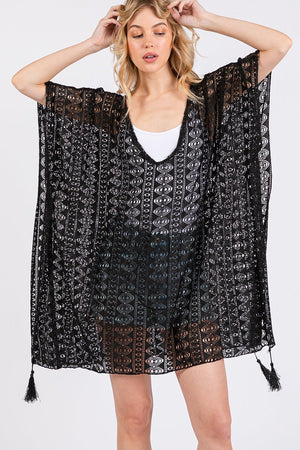 Baja Beach Black Crochet Lace Cover Up - Wholesale Accessory Market