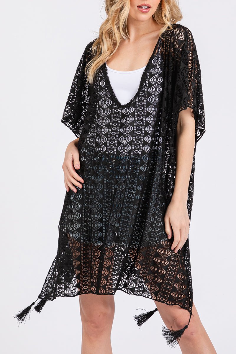 Baja Beach Black Crochet Lace Cover Up - Wholesale Accessory Market