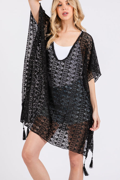 Baja Beach Black Crochet Lace Cover Up - Wholesale Accessory Market