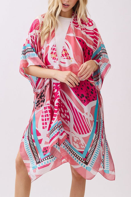 Floating Florals Pink Silky Kimono - Wholesale Accessory Market