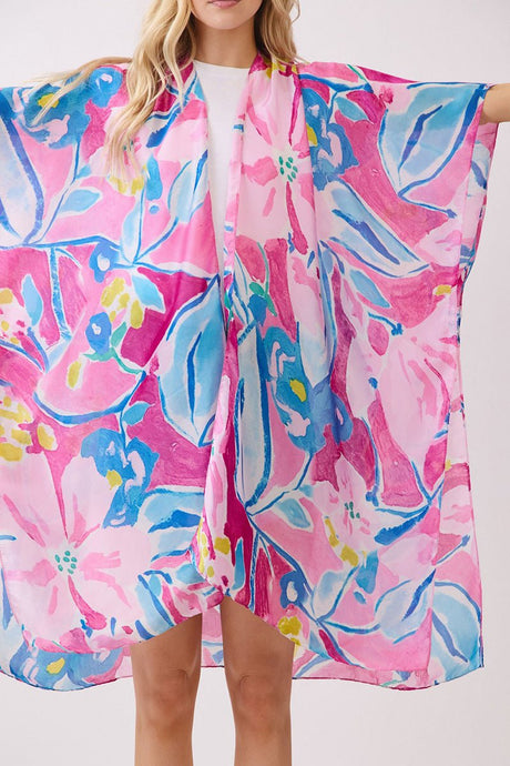 Hawaiian Holiday Pink Silky Kimono - Wholesale Accessory Market