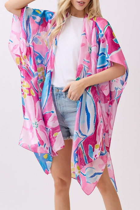 Hawaiian Holiday Pink Silky Kimono - Wholesale Accessory Market