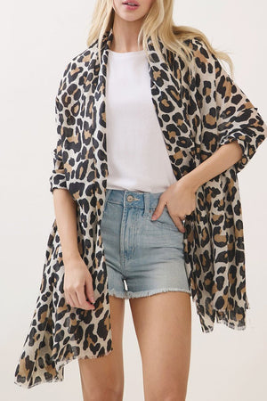 Spotted Status Beige Leopard Long Scarf - Wholesale Accessory Market