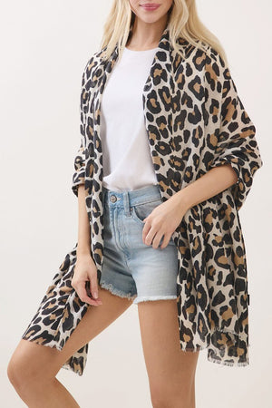 Spotted Status Beige Leopard Long Scarf - Wholesale Accessory Market