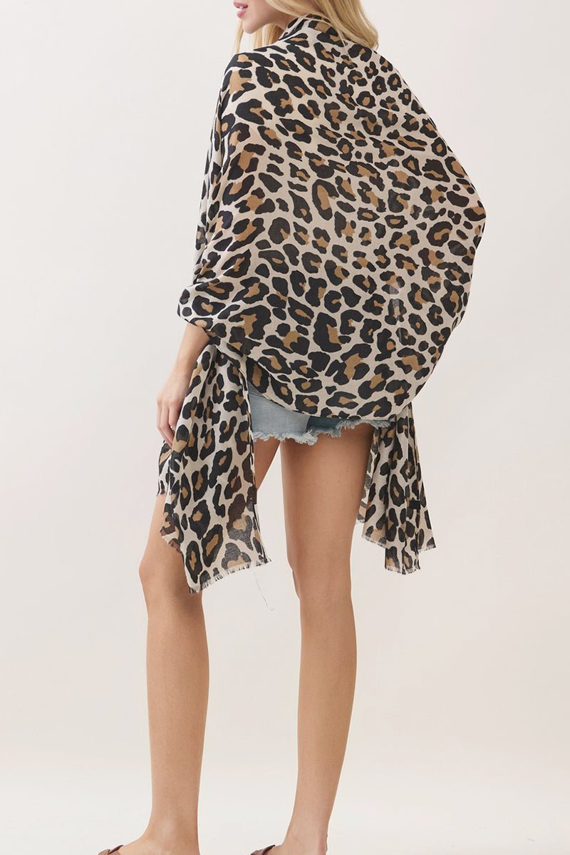Spotted Status Beige Leopard Long Scarf - Wholesale Accessory Market