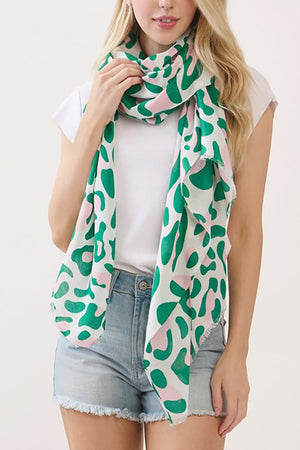 Spotted Status Pink and Green Leopard Long Scarf - Wholesale Accessory Market