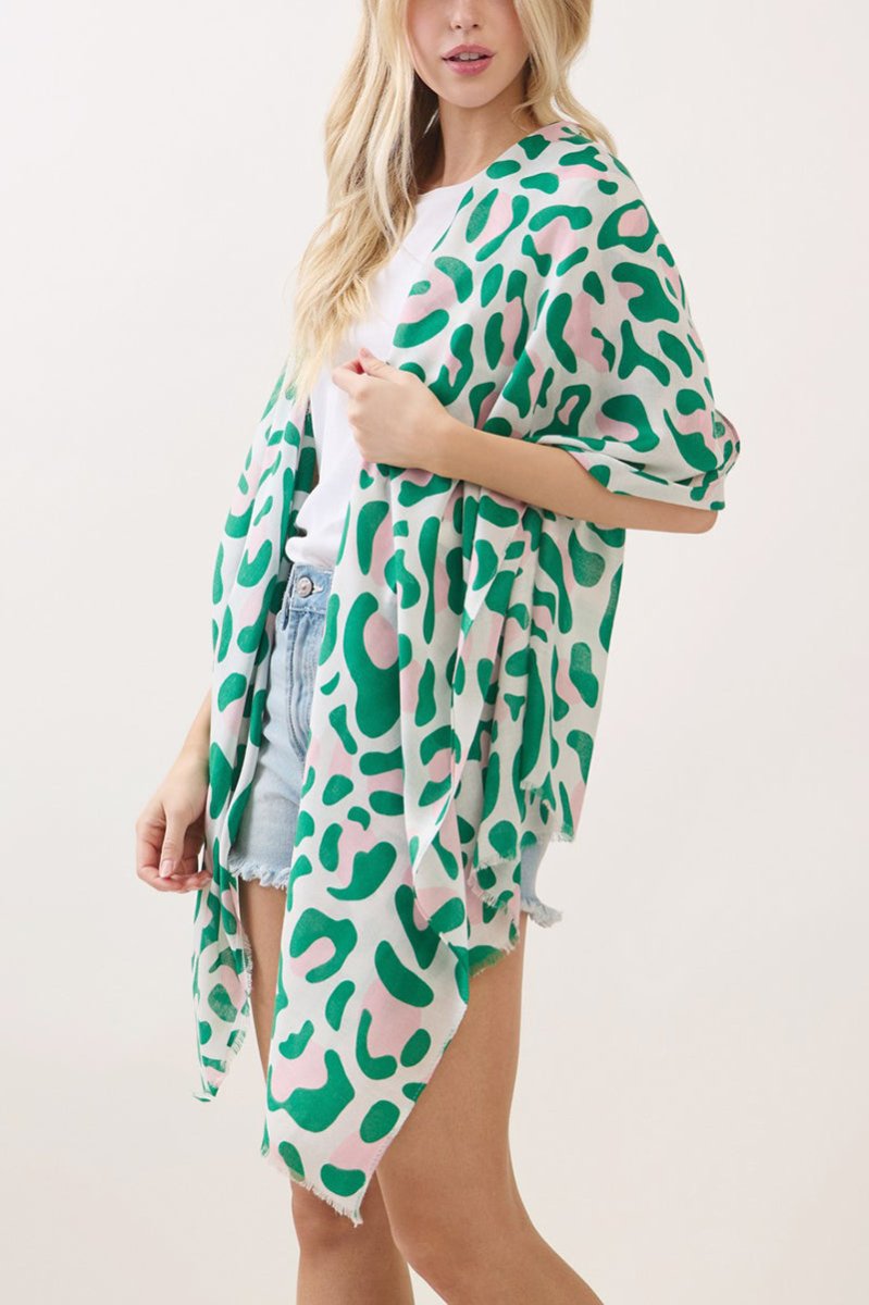 Spotted Status Pink and Green Leopard Long Scarf - Wholesale Accessory Market