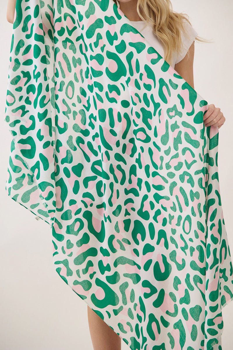 Spotted Status Pink and Green Leopard Long Scarf - Wholesale Accessory Market