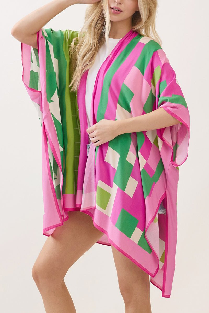 Poetry In Motion Pink and Green Kimono - Wholesale Accessory Market