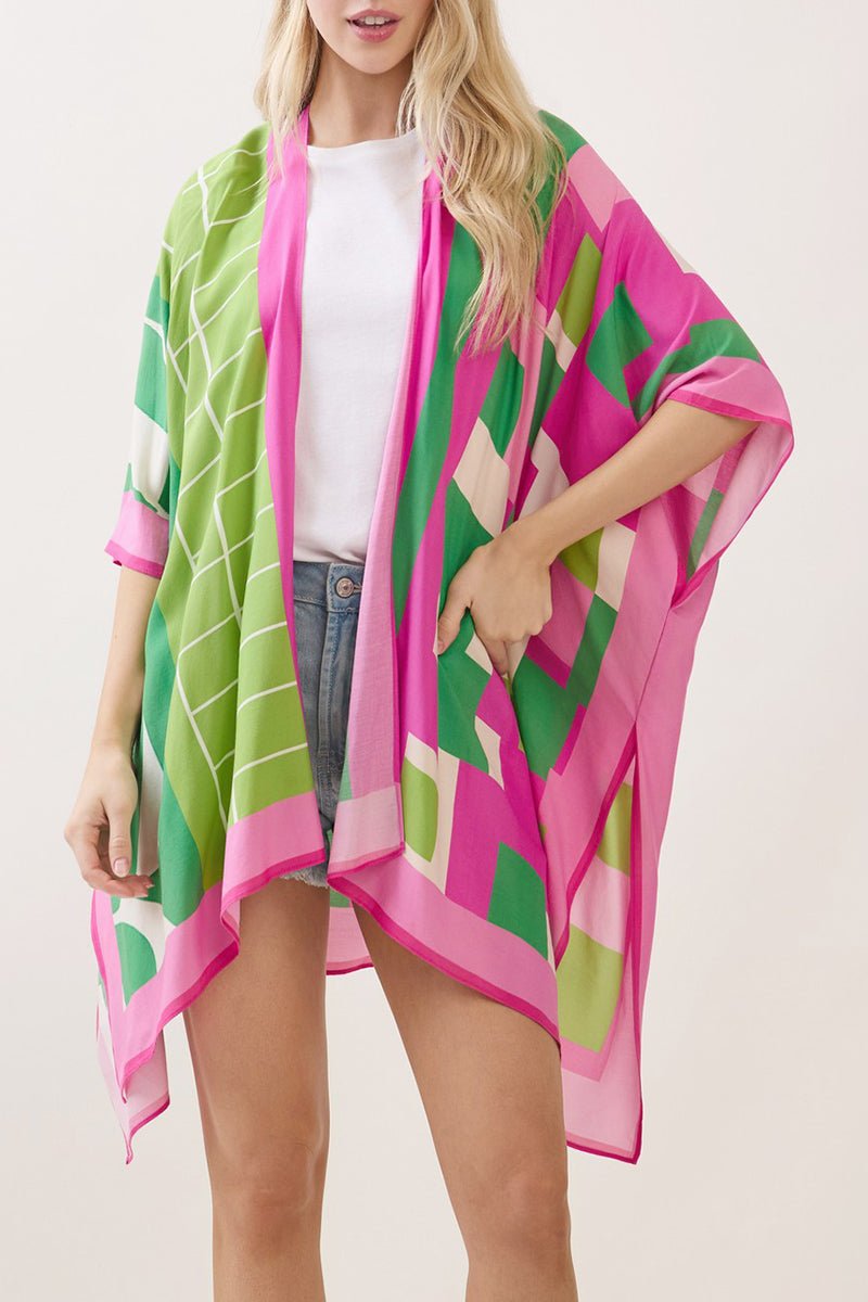 Poetry In Motion Pink and Green Kimono - Wholesale Accessory Market