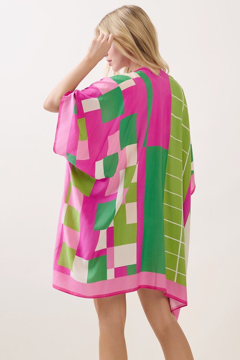 Poetry In Motion Pink and Green Kimono - Wholesale Accessory Market