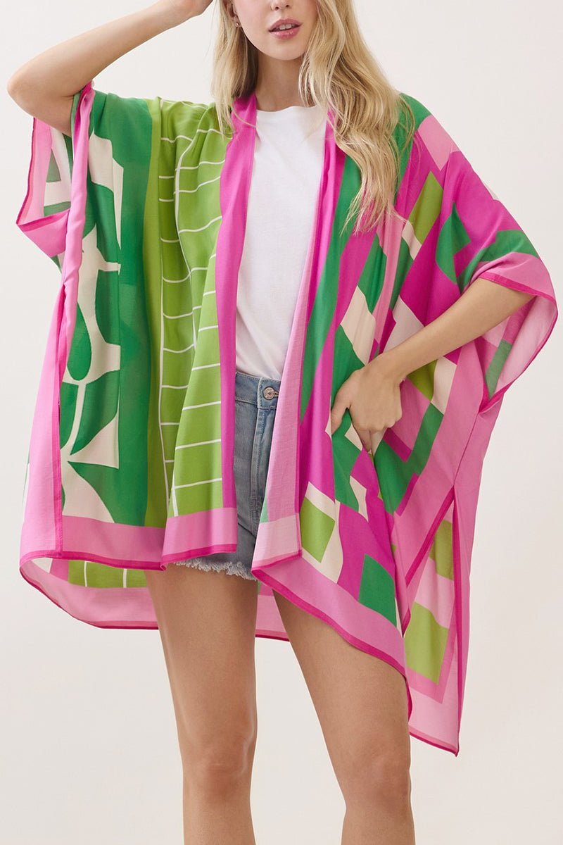 Poetry In Motion Pink and Green Kimono - Wholesale Accessory Market