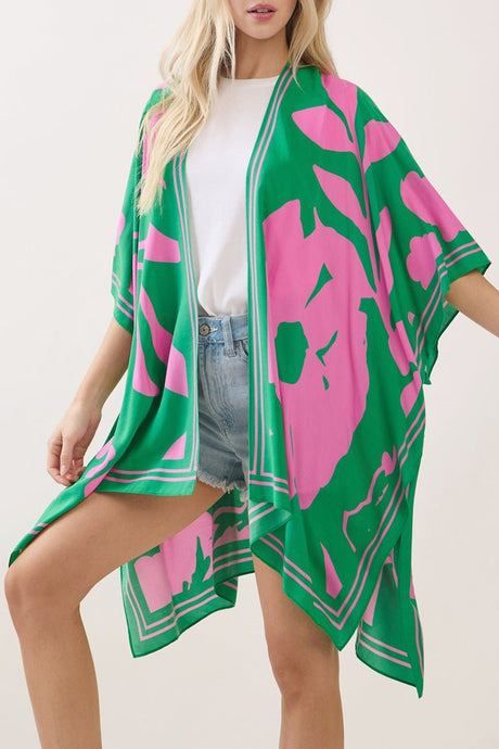 Rosette Dreams Pink and Green Kimono - Wholesale Accessory Market