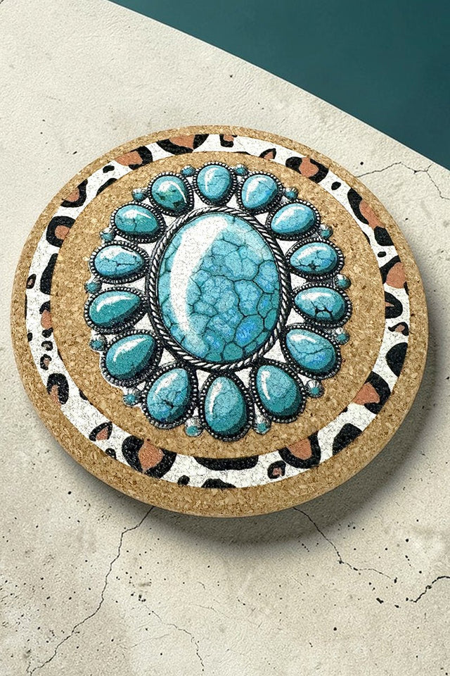 Mesa Concho Cork Coaster, 4" - Wholesale Accessory Market