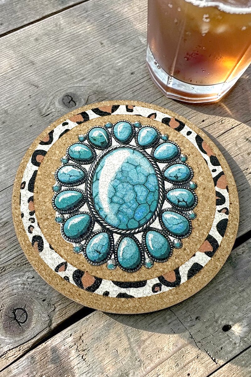 Mesa Concho Cork Coaster, 4" - Wholesale Accessory Market