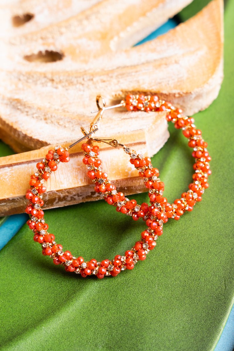 Summit View Orange Beaded Hoop Earrings Wholesale Accessory Market