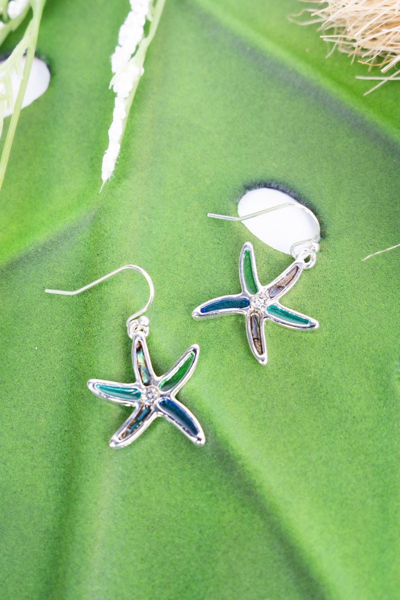Prism Cove Starfish Silvertone Earrings - Wholesale Accessory Market