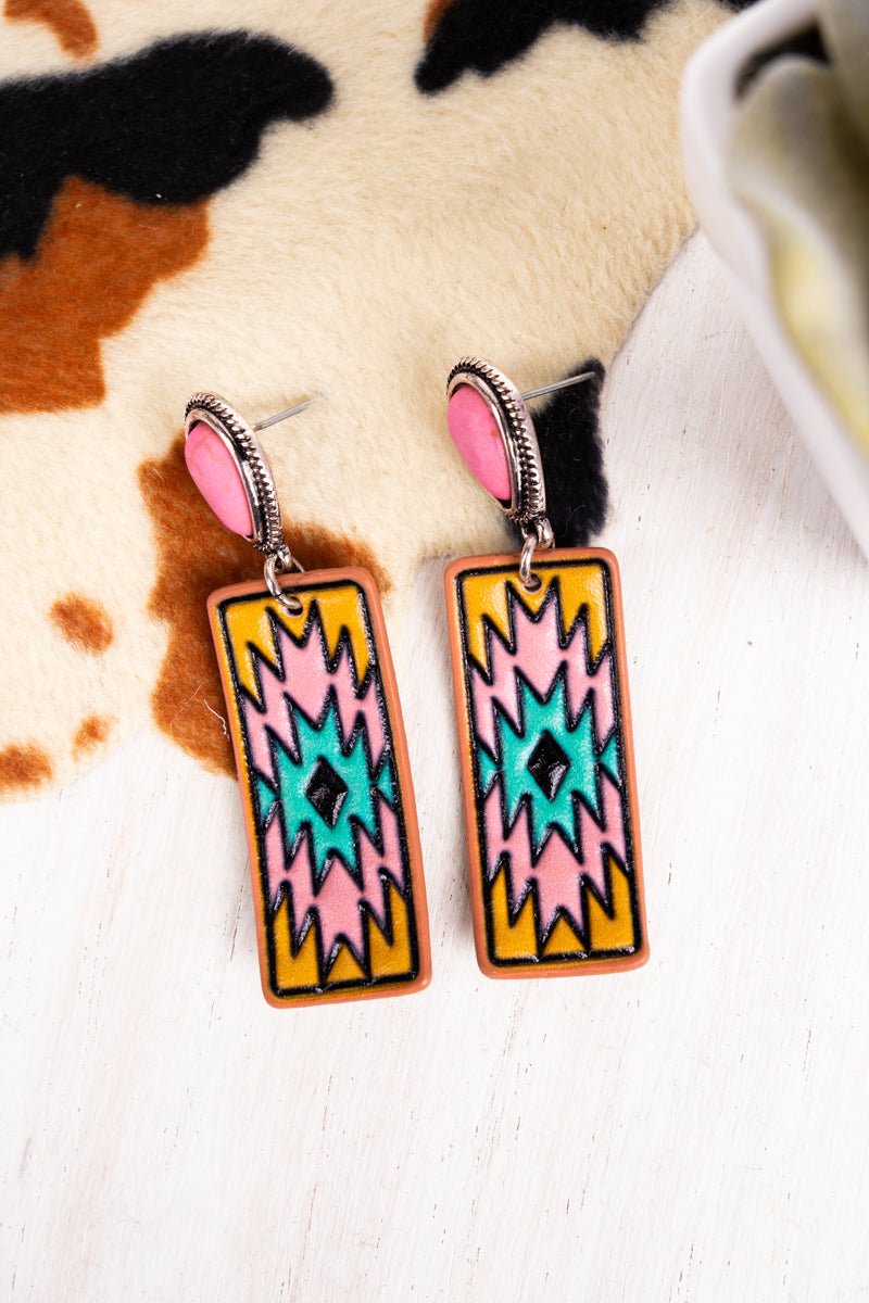 Pink Aurora Alley Faux Leather Earrings - Wholesale Accessory Market