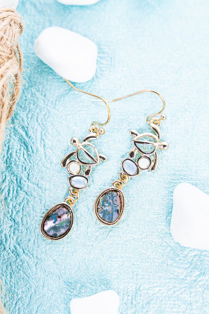 Coastal Stroll Turtle Goldtone Earrings - Wholesale Accessory Market