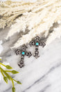 Turquoise and Crystal Octavia Cross Earrings - Wholesale Accessory Market