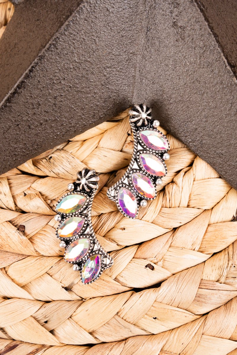 Iridescent Crystal Joanne Silvertone Earrings - Wholesale Accessory Market