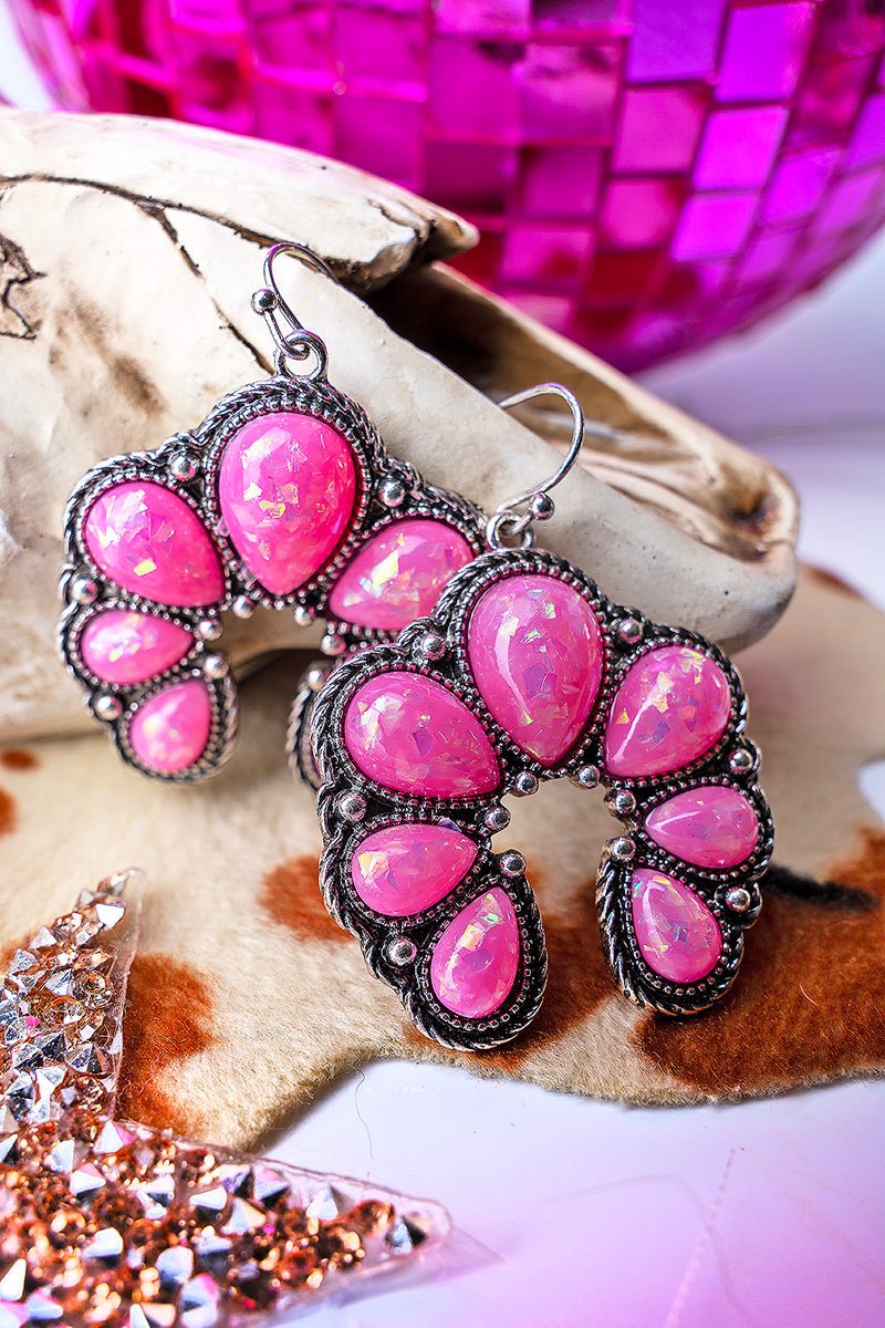 Stonegate Pink Opal Naja Silvertone Earrings - Wholesale Accessory Market