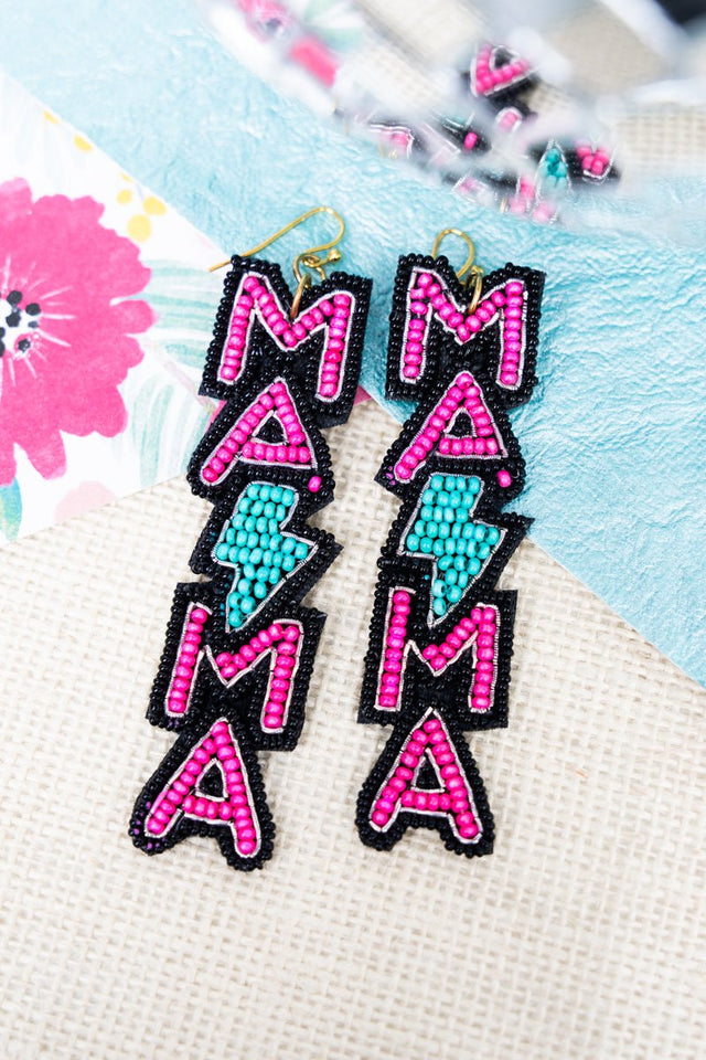 Mama Bolt Fuchsia & Turquoise Seed Bead Earrings - Wholesale Accessory Market