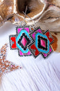 Elko Eclipse Fuchsia Multi Square Cross Earrings - Wholesale Accessory Market