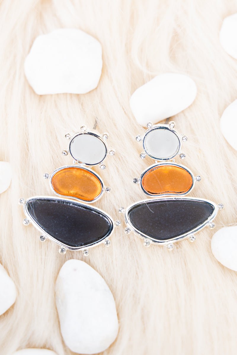 Black Sand Beach Sea Glass Silvertone Earrings - Wholesale Accessory Market