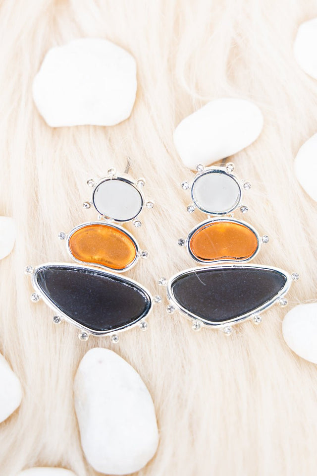 Black Sand Beach Sea Glass Silvertone Earrings - Wholesale Accessory Market