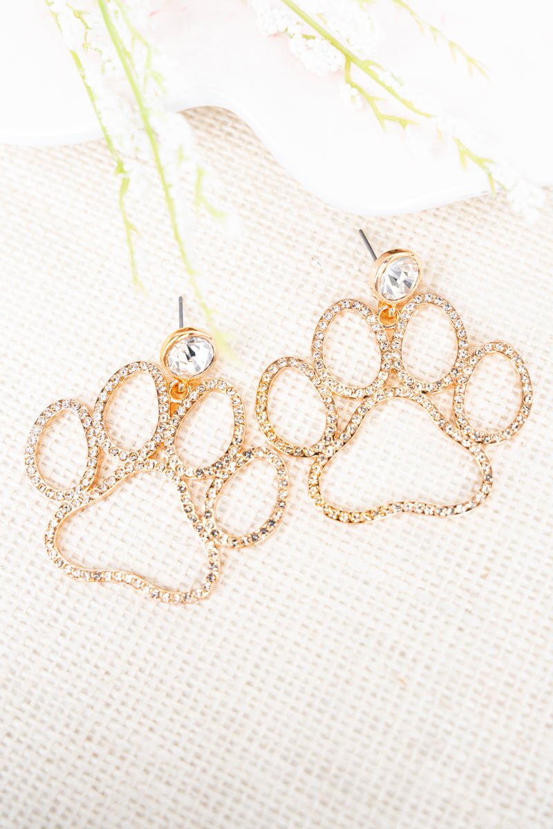 Paw - sitive Impression Crystal Goldtone Earrings - Wholesale Accessory Market